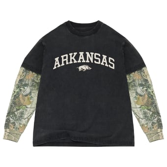 Men's Uscape Apparel  Black/Camo Arkansas Razorbacks Back Bay Twofer Heavyweight Long Sleeve T-Shirt