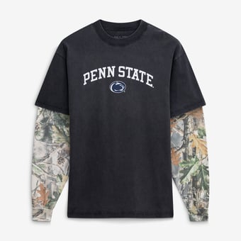 Men's Uscape Apparel  Black/Camo Penn State Nittany Lions Back Bay Twofer Heavyweight Long Sleeve T-Shirt