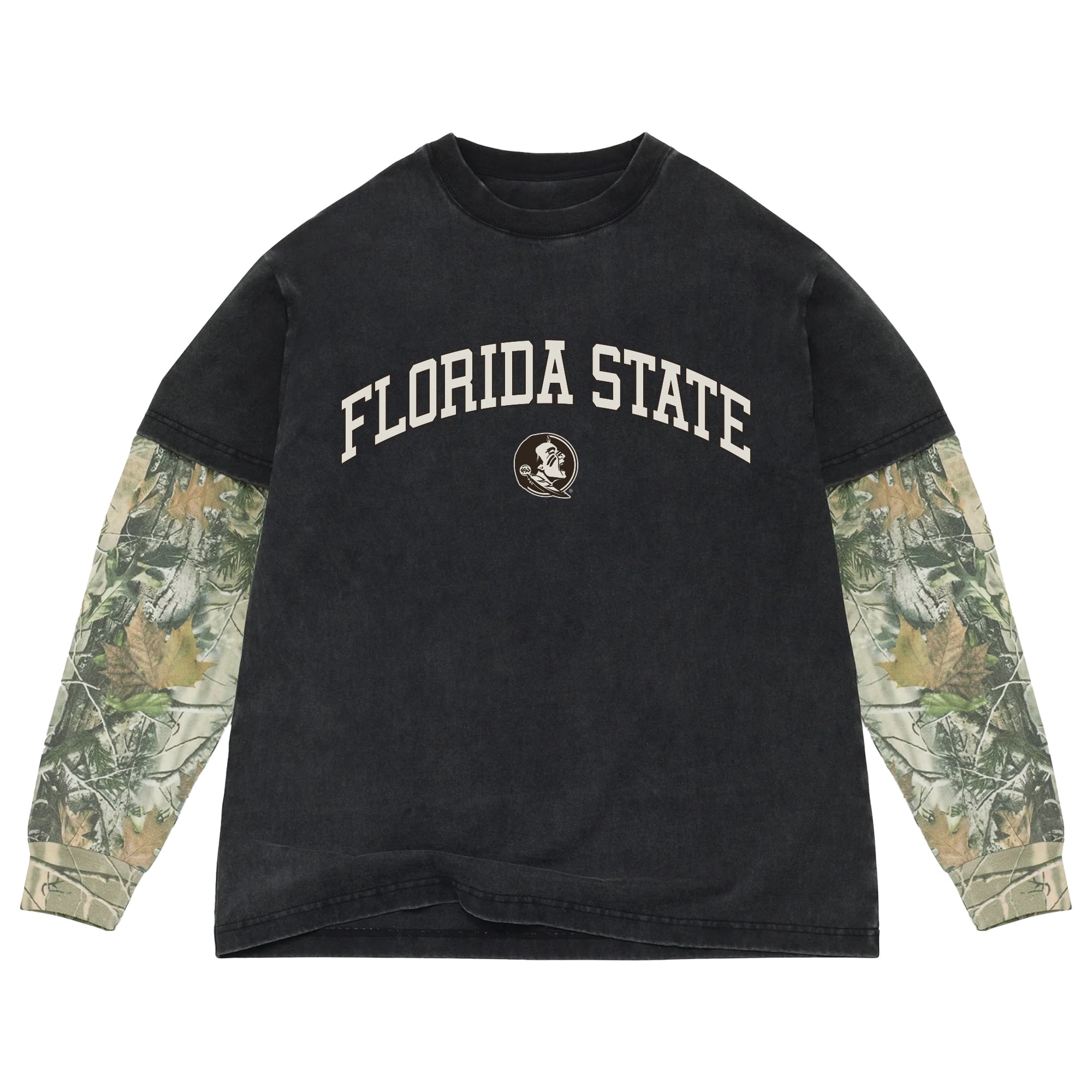 Men's Uscape Apparel  Black/Camo Florida State Seminoles Back Bay Twofer Heavyweight Long Sleeve T-Shirt
