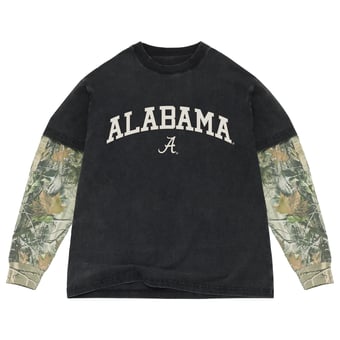 Men's Uscape Apparel  Black/Camo Alabama Crimson Tide Back Bay Twofer Heavyweight Long Sleeve T-Shirt