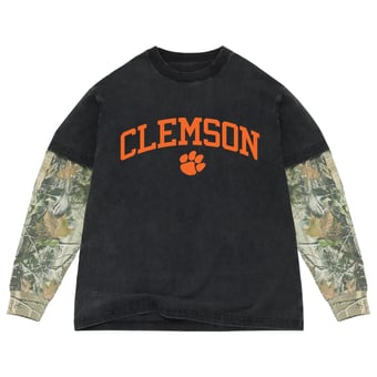 Men's Uscape Apparel  Black/Camo Clemson Tigers Back Bay Twofer Heavyweight Long Sleeve T-Shirt
