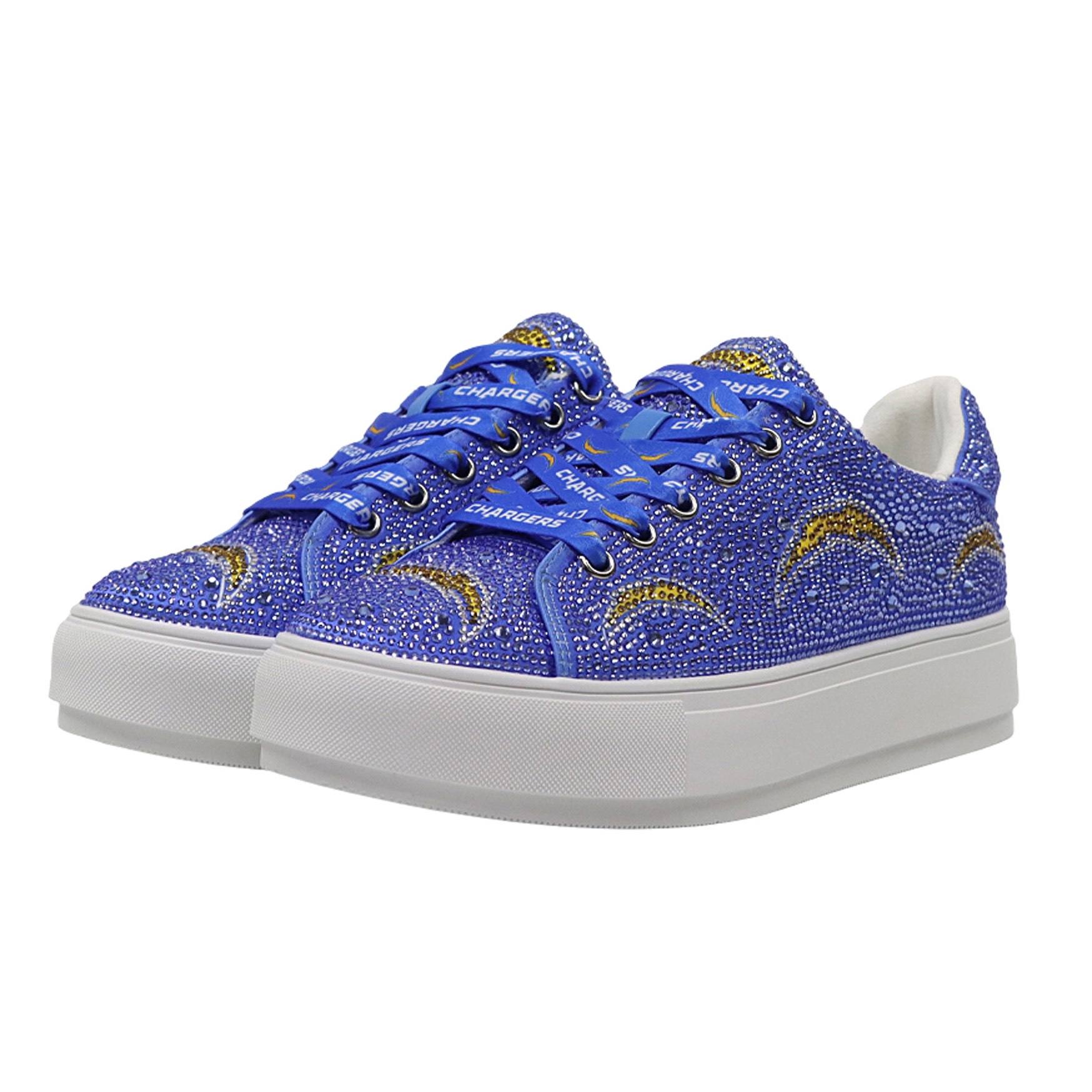 Women's FABGATING by Cuce  Powder Blue Los Angeles Chargers Crystal Team Logo Sneakers