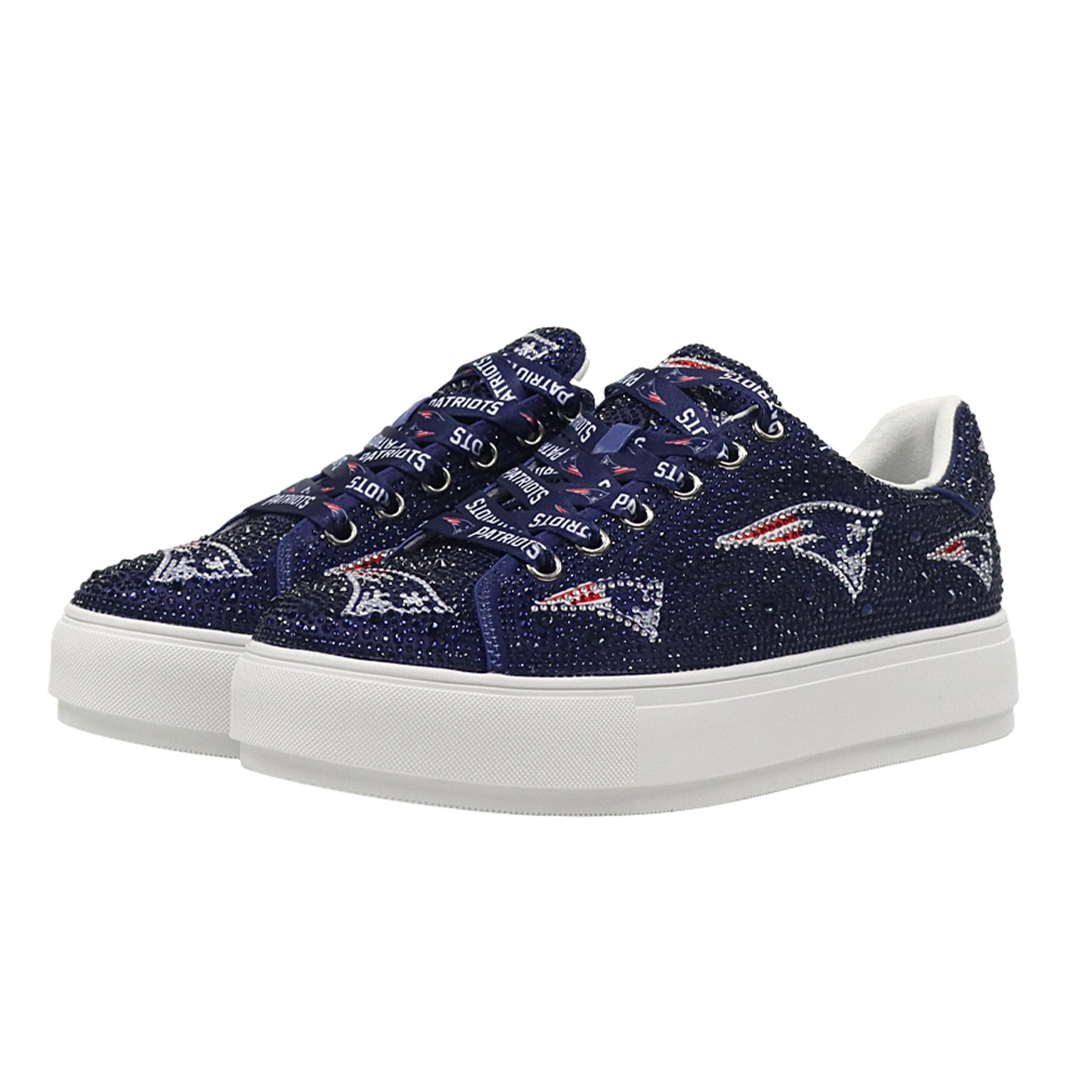 Women's Cuce  Navy New England Patriots Crystal Team Logo Sneakers