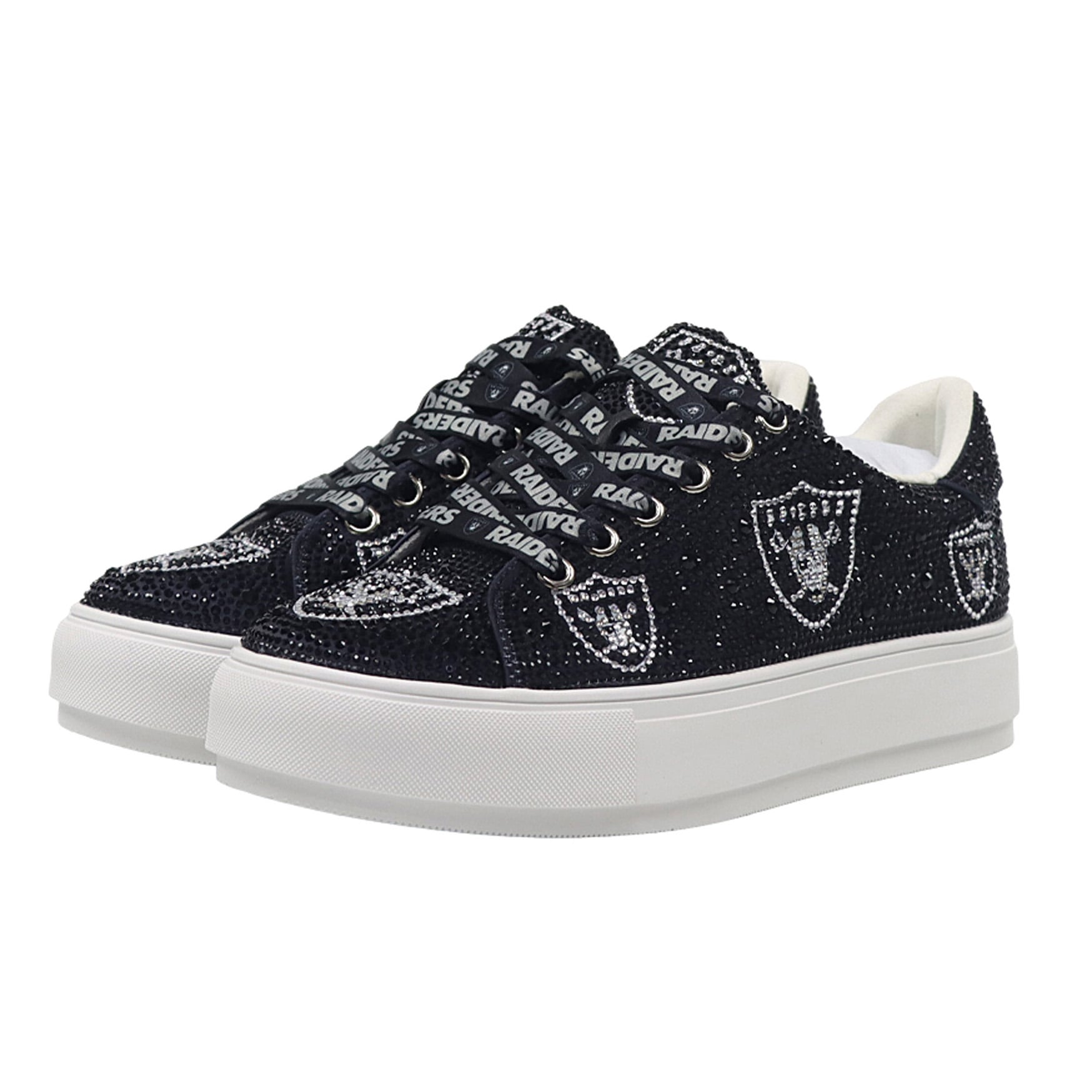 Women's Cuce Black Las Vegas Raiders Crystal Team Logo Sneakers