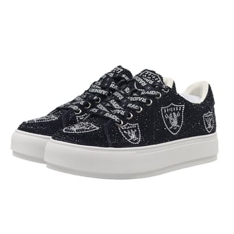 Women's Cuce  Black Las Vegas Raiders Crystal Team Logo Sneakers