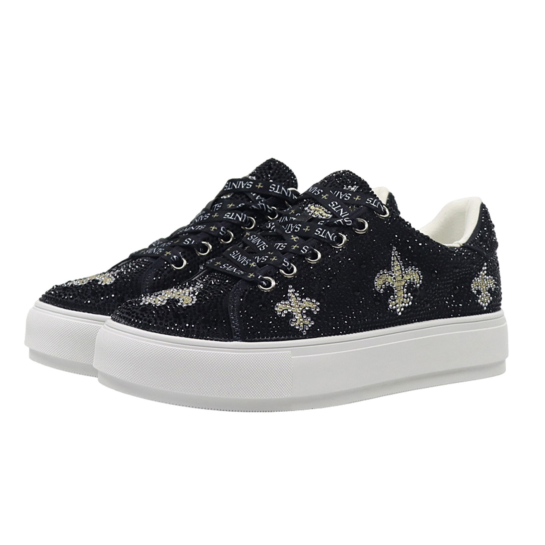 Women's FABGATING by Cuce Black New Orleans Saints Crystal Team Logo Sneakers