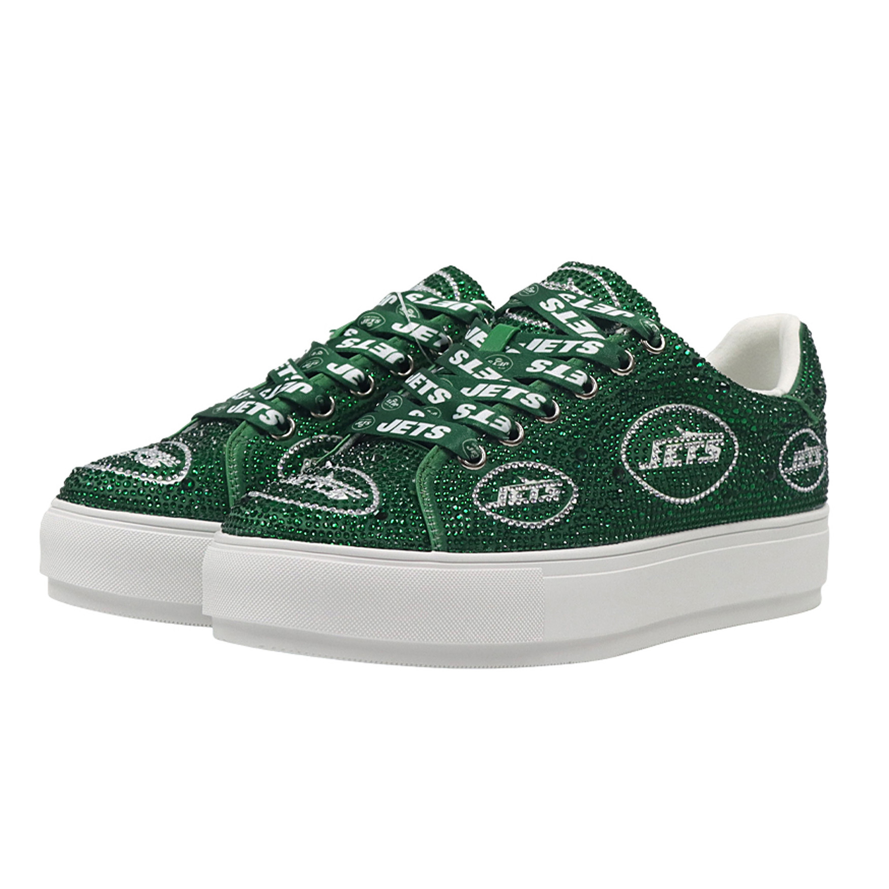 Women's FABGATING by Cuce Green New York Jets Crystal Team Logo Sneakers