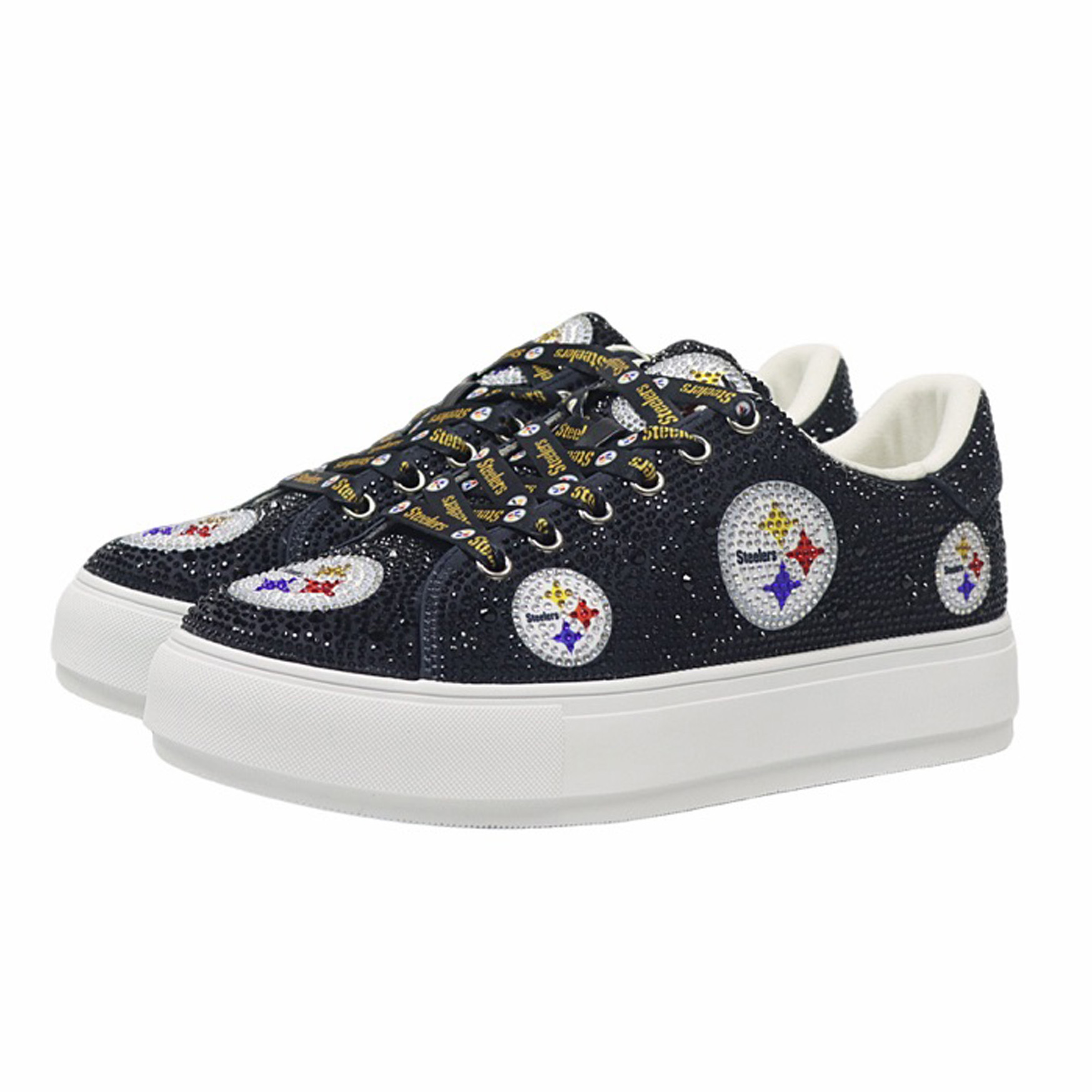 Women's FABGATING by Cuce Black Pittsburgh Steelers Crystal Team Logo Sneakers
