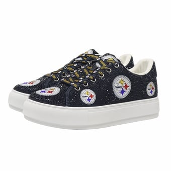 Women's FABGATING by Cuce  Black Pittsburgh Steelers Crystal Team Logo Sneakers
