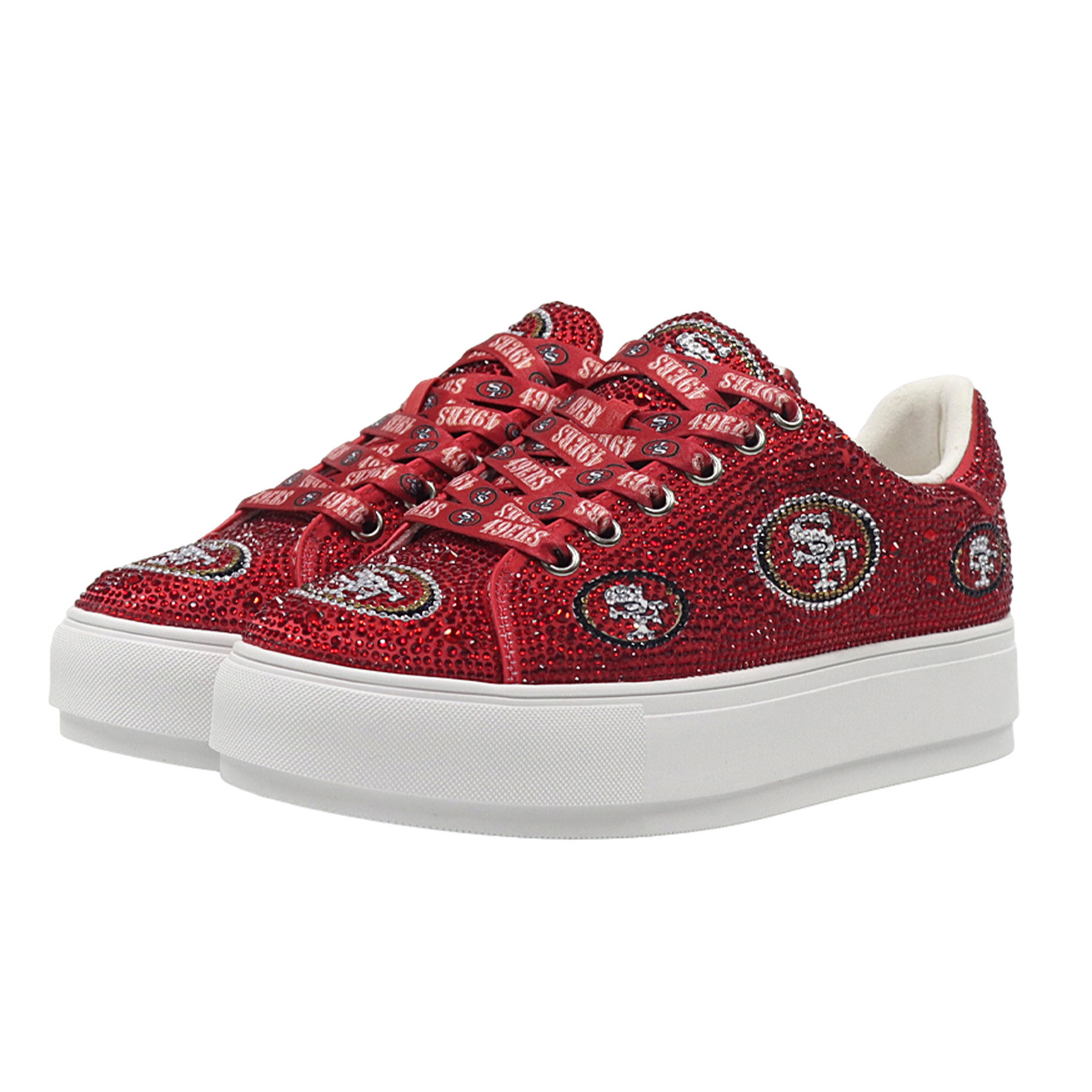 Women's FABGATING by Cuce  Scarlet San Francisco 49ers Crystal Team Logo Sneakers