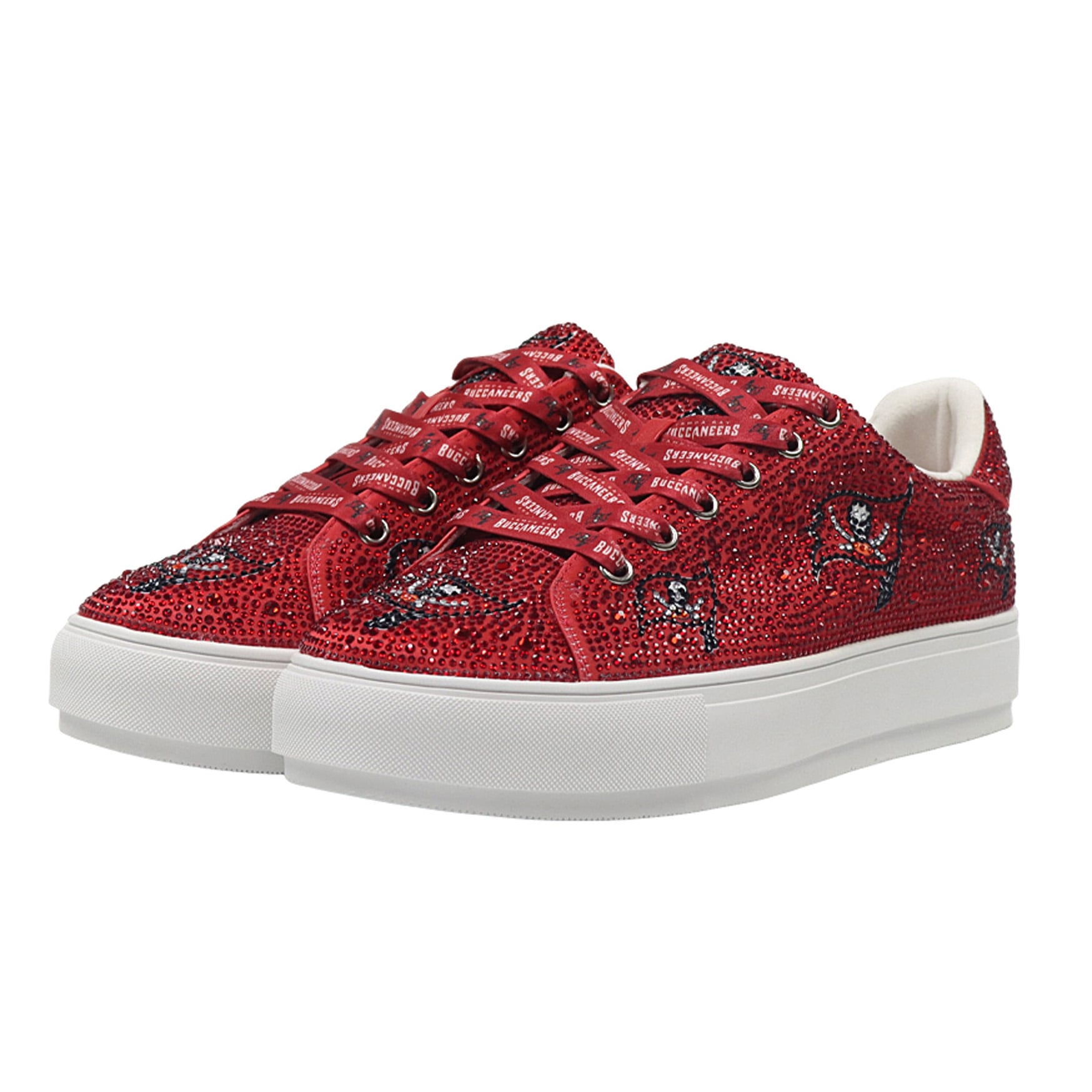 Women's Cuce Red Tampa Bay Buccaneers Crystal Team Logo Sneakers