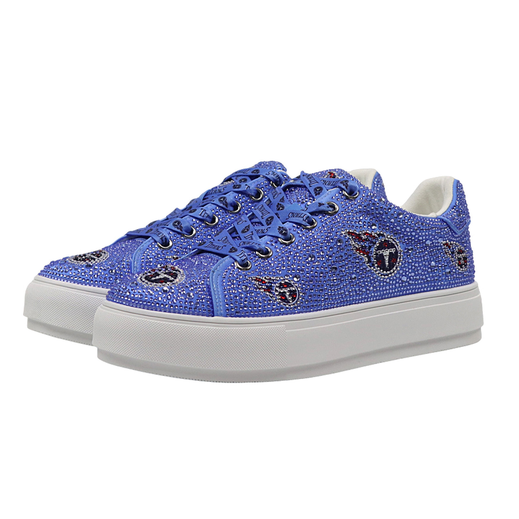 Women's FABGATING by Cuce Light Blue Tennessee Titans Crystal Team Logo Sneakers
