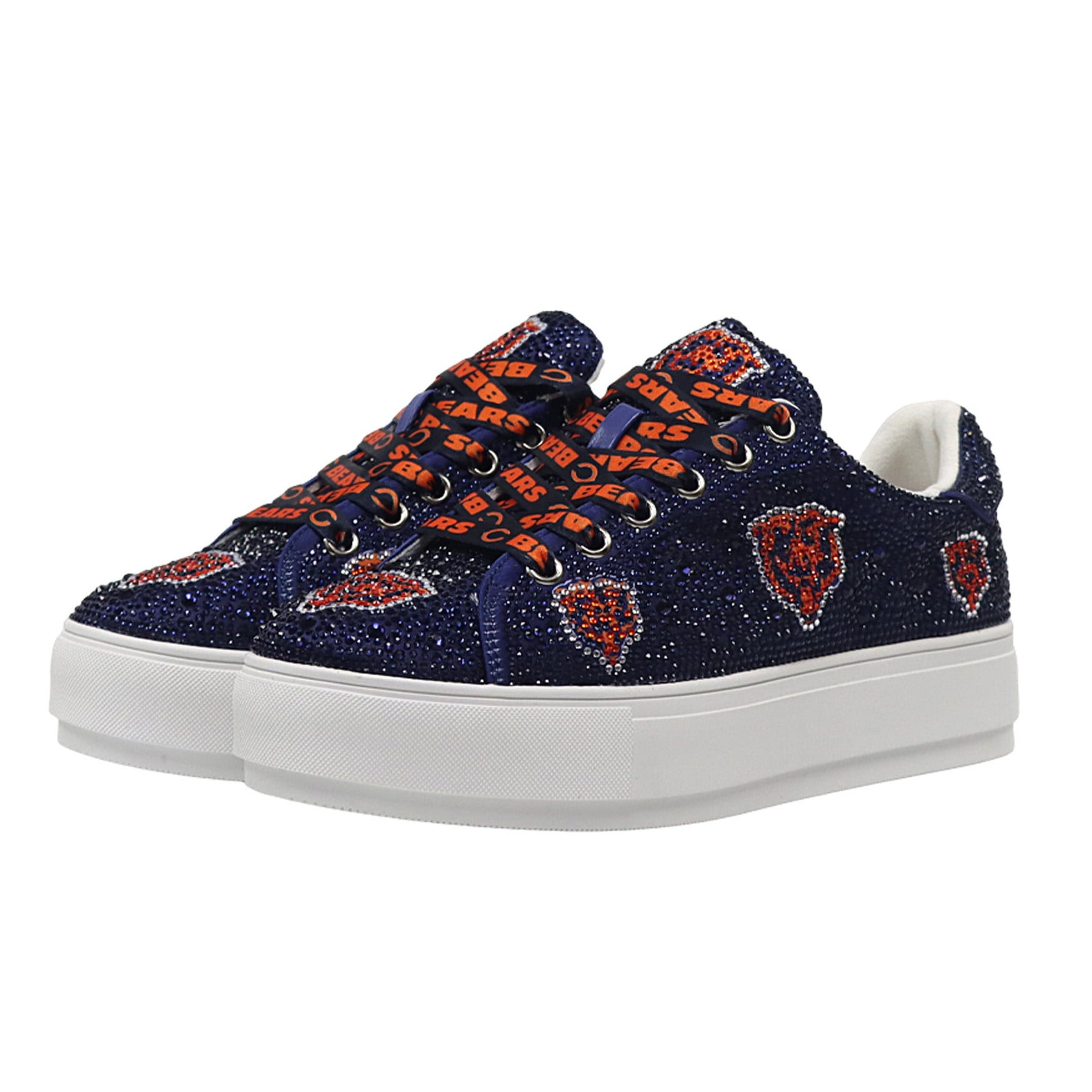 Women's Cuce Navy Chicago Bears Crystal Team Logo Sneakers
