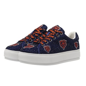 Women's Cuce  Navy Chicago Bears Crystal Team Logo Sneakers