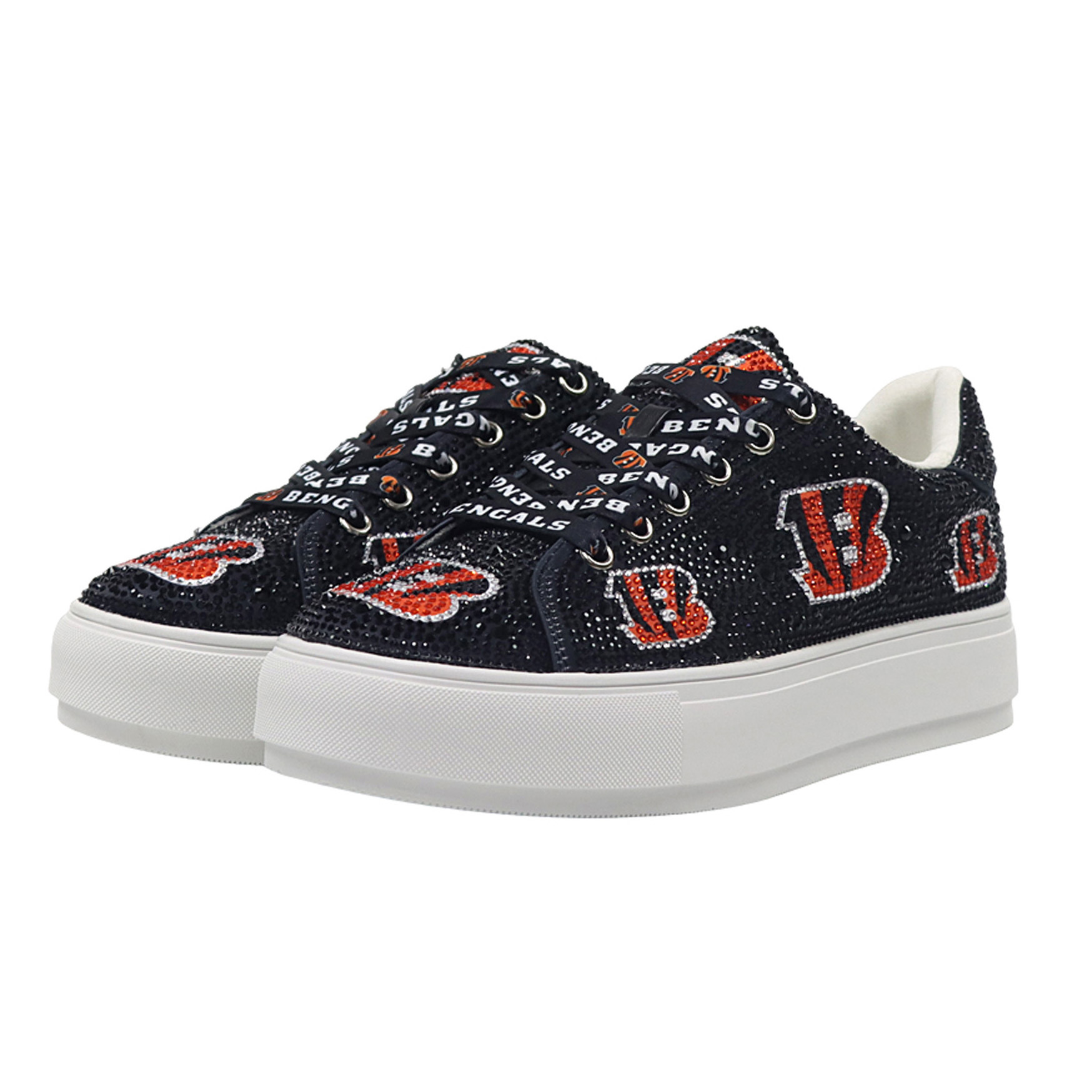 Women's FABGATING by Cuce  Black Cincinnati Bengals Crystal Team Logo Sneakers