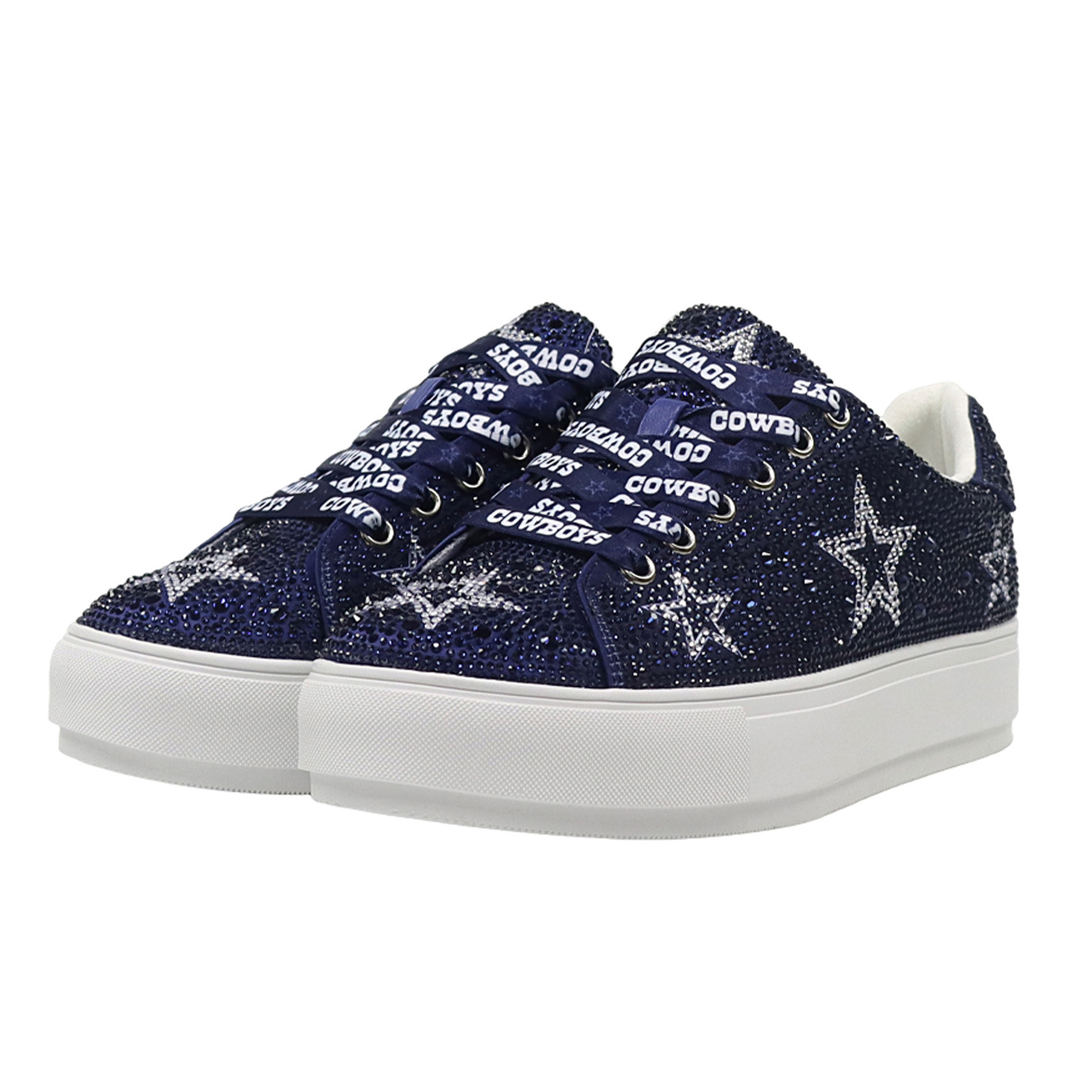 Women's FABGATING by Cuce Navy Dallas Cowboys Crystal Team Logo Sneakers