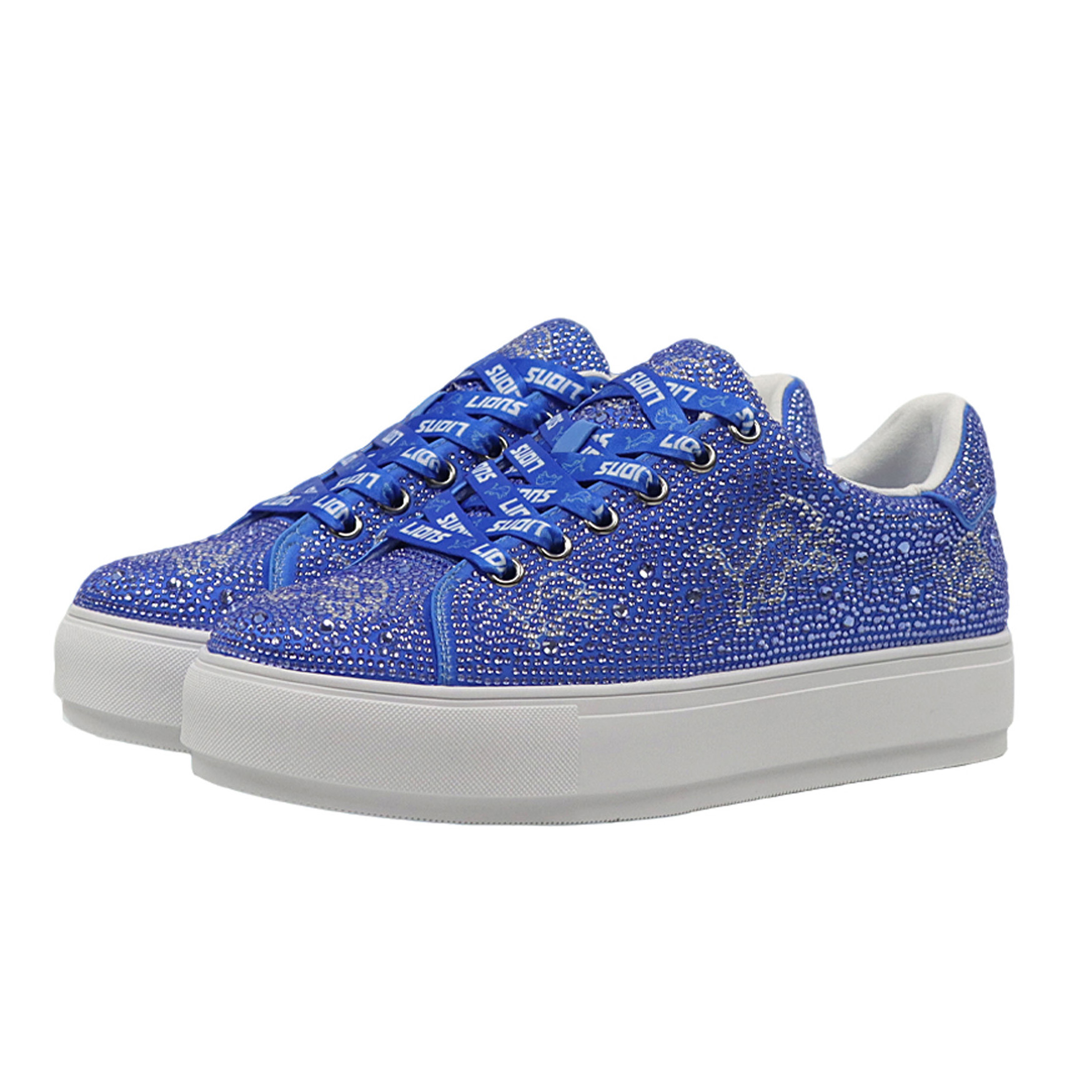 Women's FABGATING by Cuce Blue Detroit Lions Crystal Team Logo Sneakers