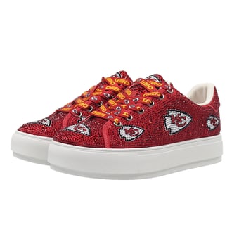 Women's FABGATING by Cuce  Red Kansas City Chiefs Crystal Team Logo Sneakers