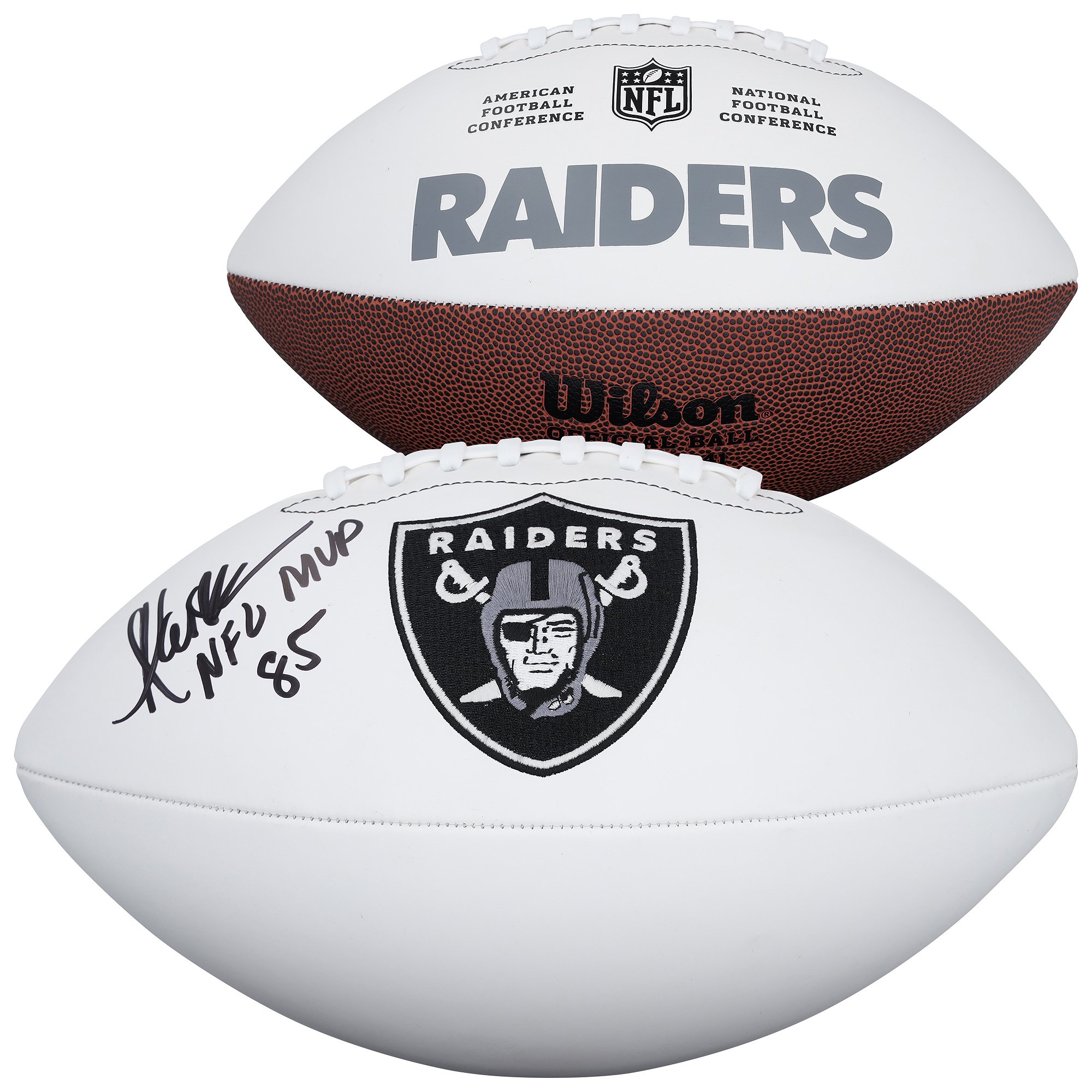 Marcus Allen Los Angeles Raiders Autographed Wilson White Panel Football with "NFL MVP 85" Inscription