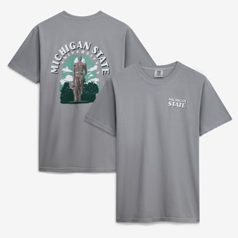 Men's  Gray Michigan State Spartans Comfort Colors Team Statue T-Shirt