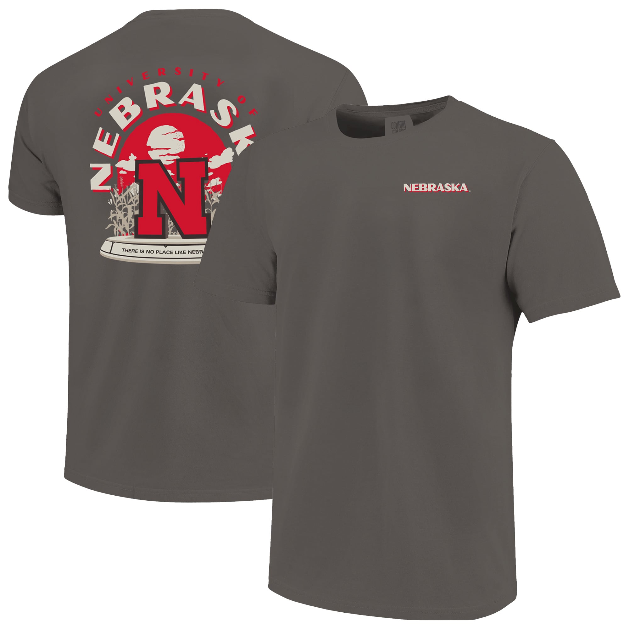 Men's  Gray Nebraska Huskers Comfort Colors Team Statue T-Shirt