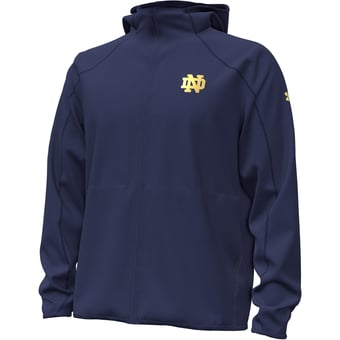 Men's Under Armour Navy Notre Dame Fighting Irish 2026 Sideline Unstoppable Fleece Tri-Blend Full-Zip Jacket