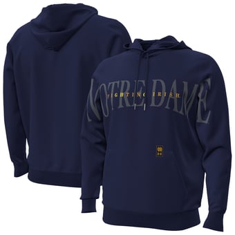 Men's Under Armour Navy Notre Dame Fighting Irish 2026 Sideline Overlay Icon Fleece Hoodie