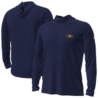 Men's Under Armour Navy Notre Dame Fighting Irish 2026 Sideline Vanish Long Sleeve Hooded T-Shirt