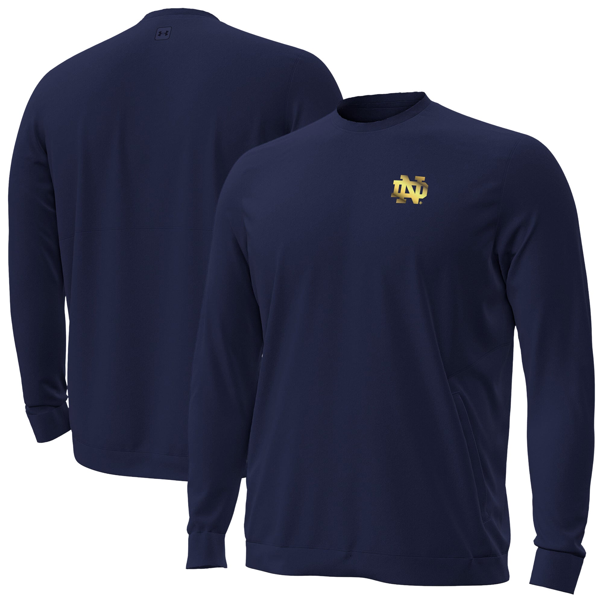Men's Under Armour Navy Notre Dame Fighting Irish 2026 Sideline Meridian Cold Weather Sweatshirt