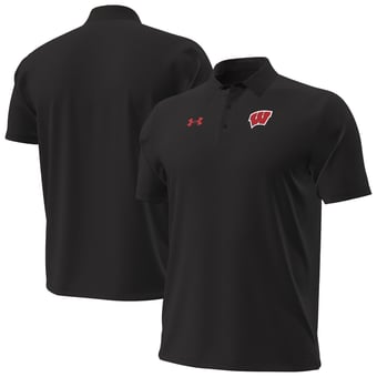 Men's Under Armour Black Wisconsin Badgers 2026 Sideline ArmourDry Polo