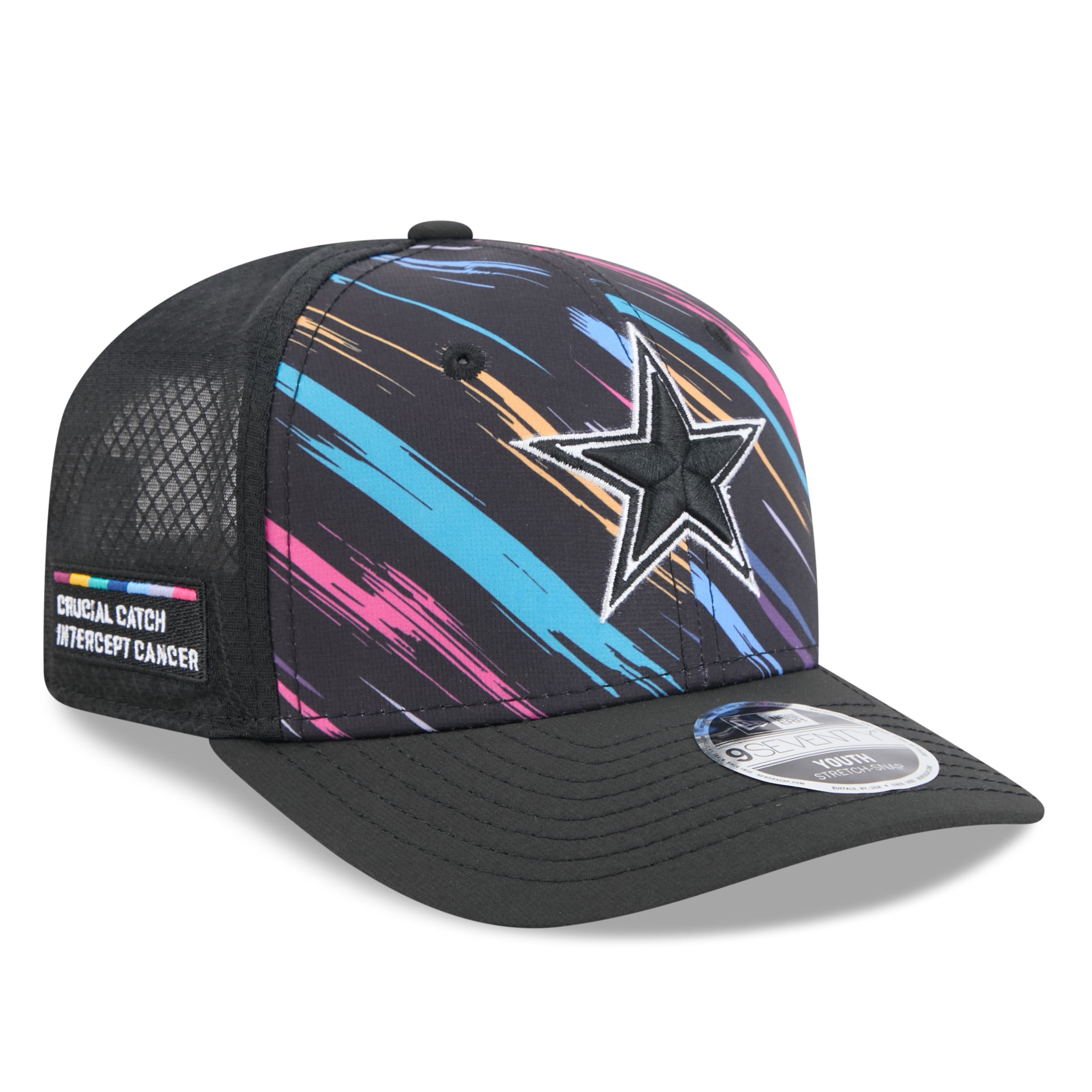 Youth New Era Black Dallas Cowboys 2026 NFL Crucial Catch 9SEVENTY Adjustable Trucker Hat