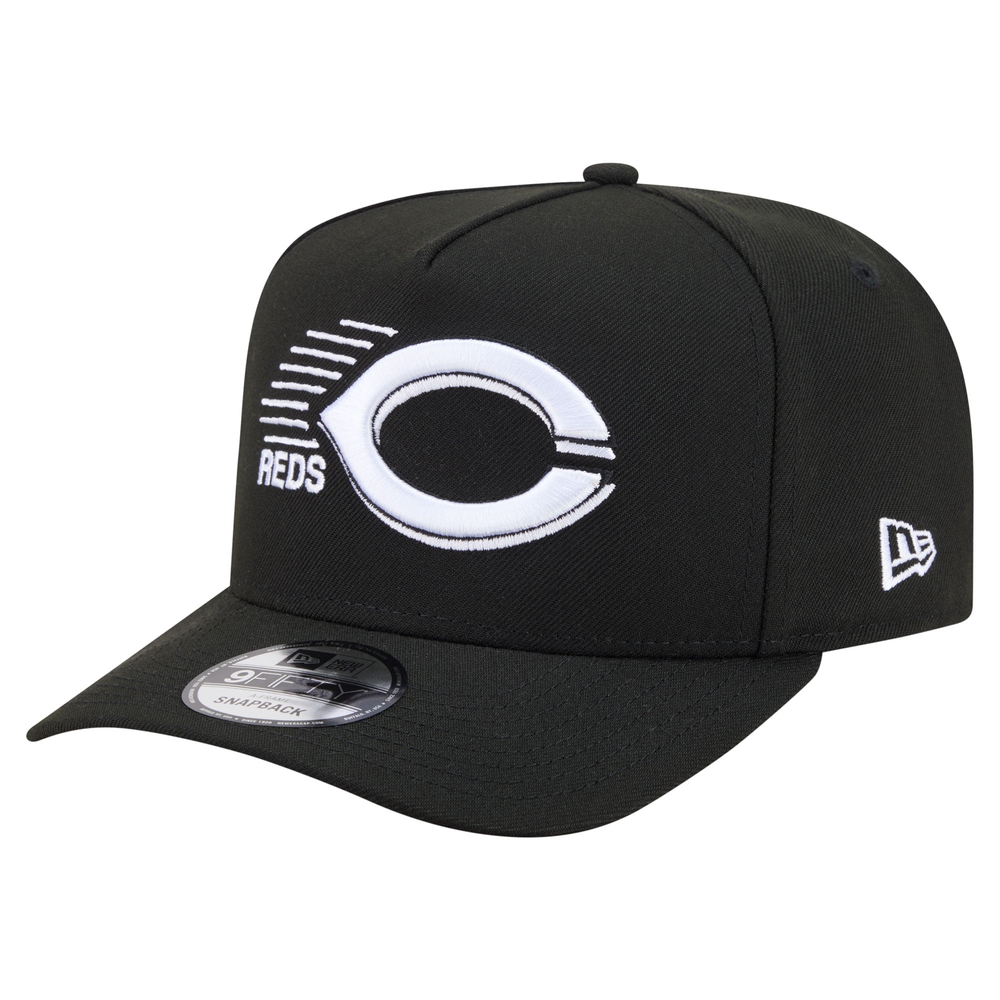 Men's New Era  Black Cincinnati Reds Motion A-Frame 9FIFTY Snapback Hat