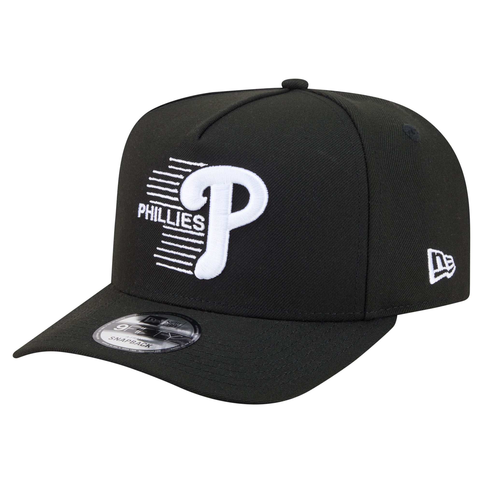 Men's New Era  Black Philadelphia Phillies Motion A-Frame 9FIFTY Snapback Hat