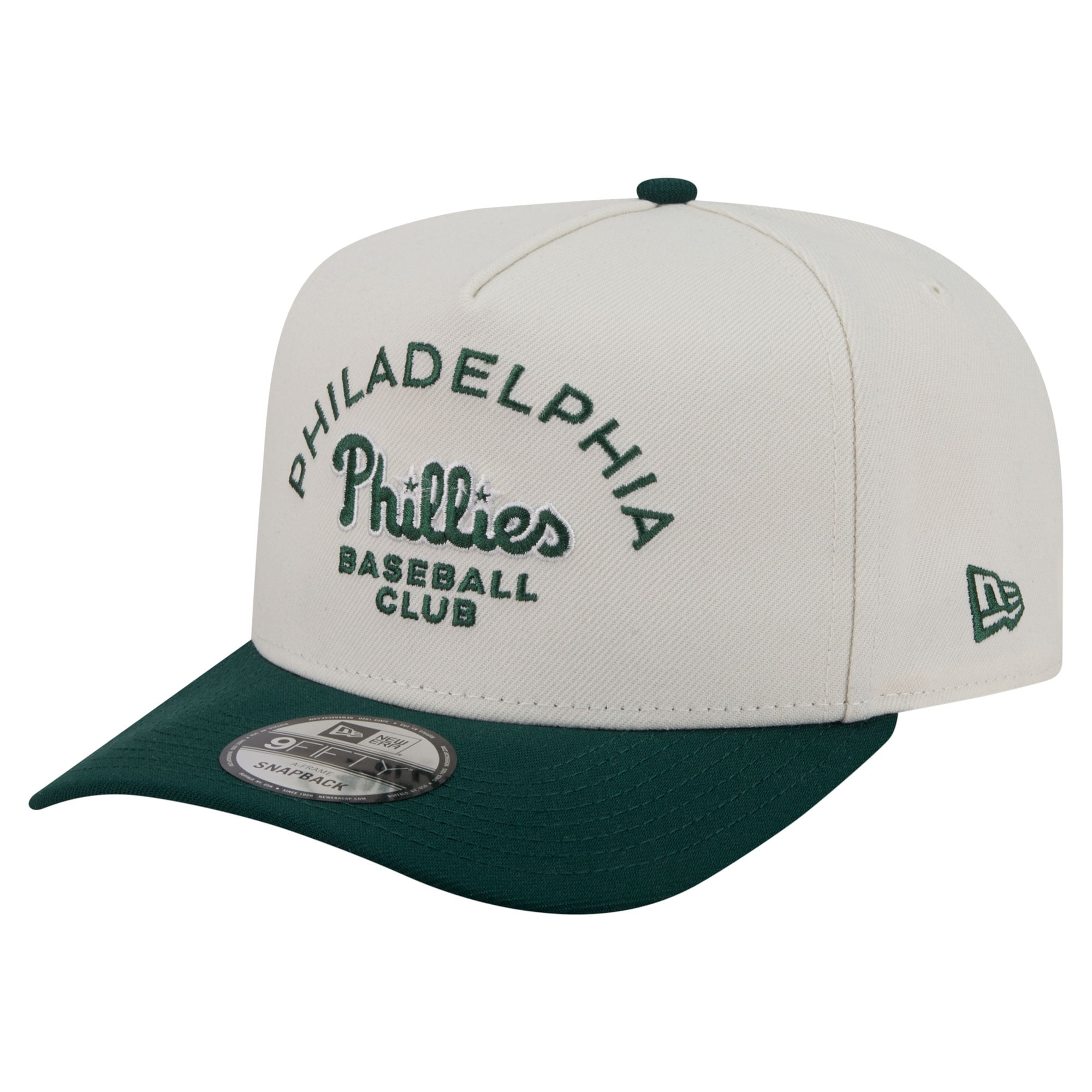 Men's New Era  Cream/Dark Green Philadelphia Phillies Chrome A-Frame 9FIFTY Snapback Hat