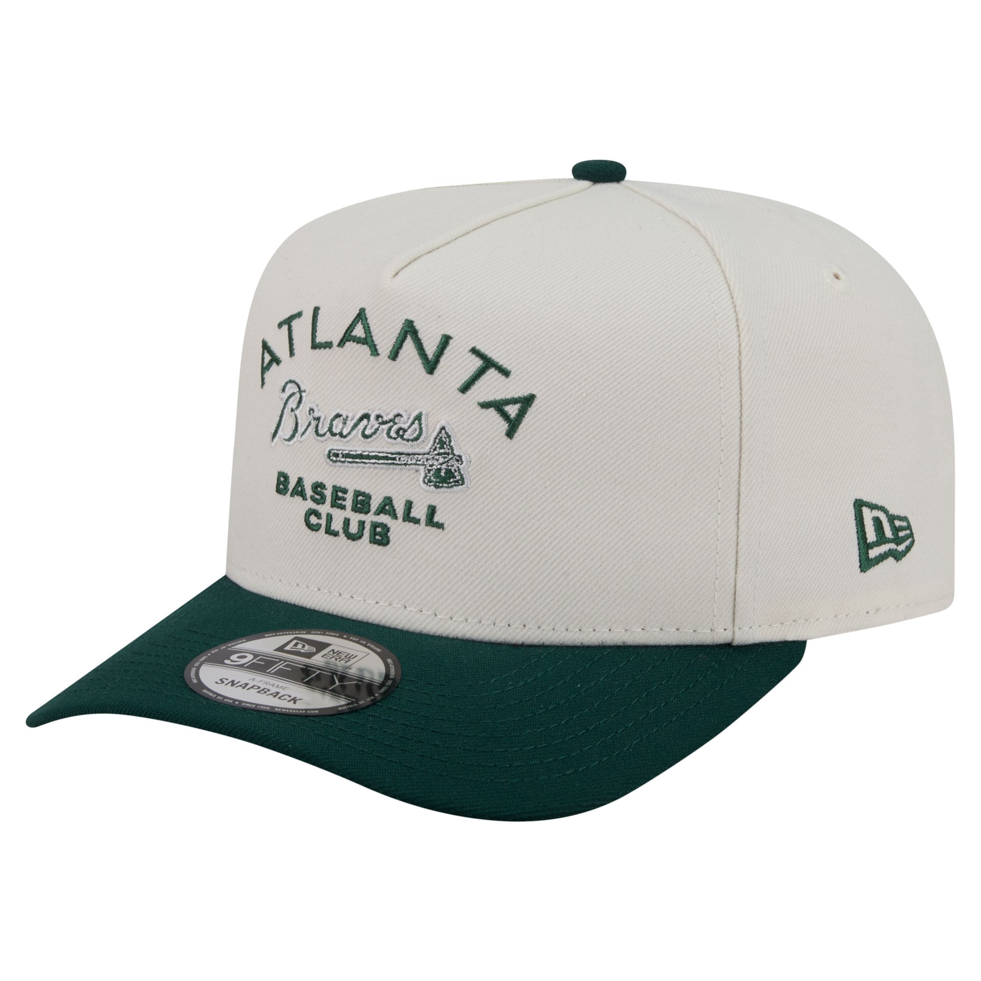 Men's New Era  Cream/Dark Green Atlanta Braves Chrome A-Frame 9FIFTY Snapback Hat