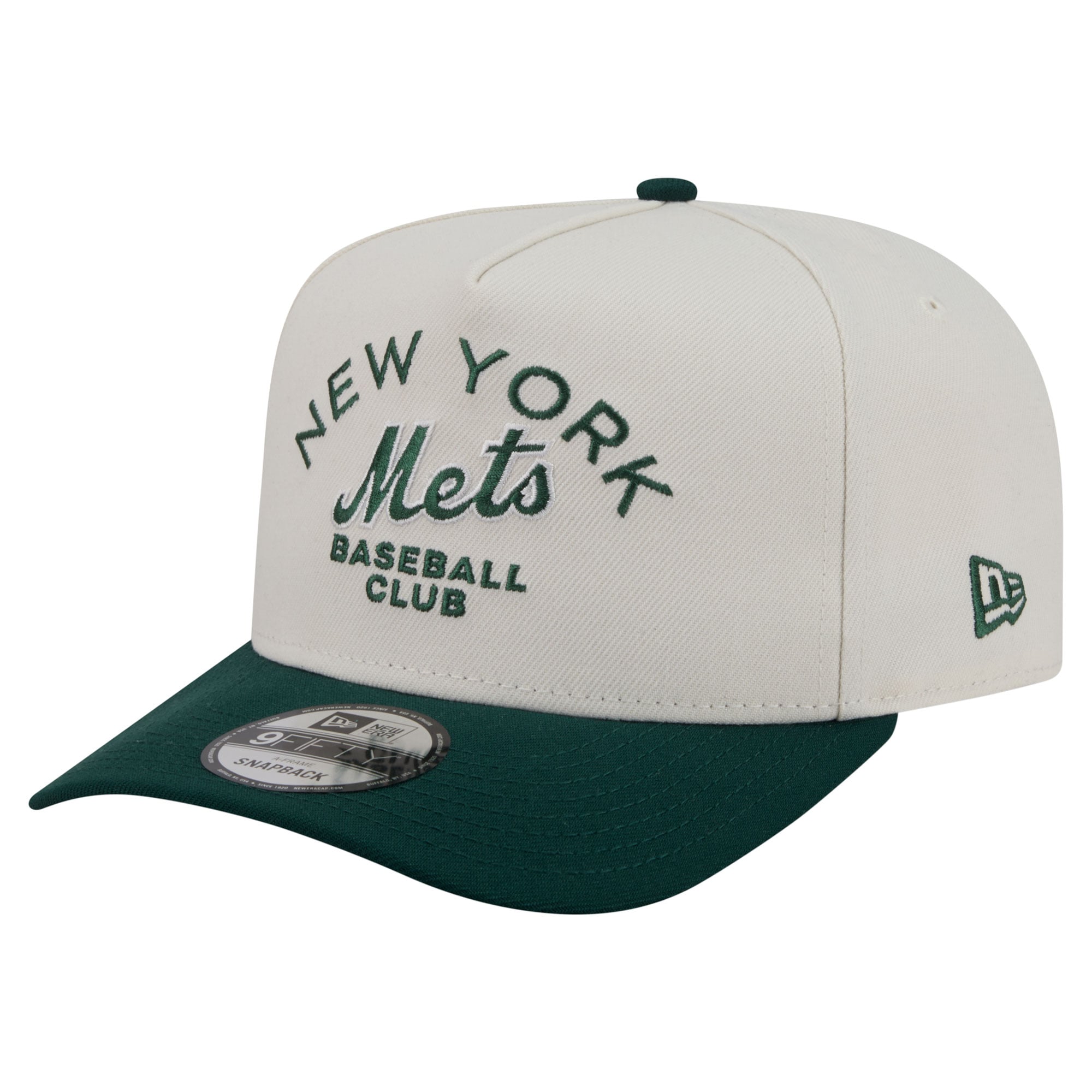 Men's New Era  Cream/Dark Green New York Mets Chrome A-Frame 9FIFTY Snapback Hat