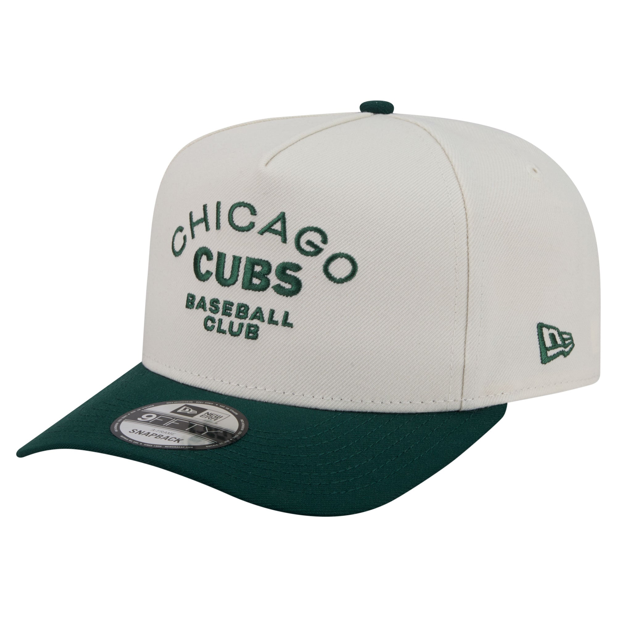 Men's New Era  Cream/Dark Green Chicago Cubs Chrome A-Frame 9FIFTY Snapback Hat