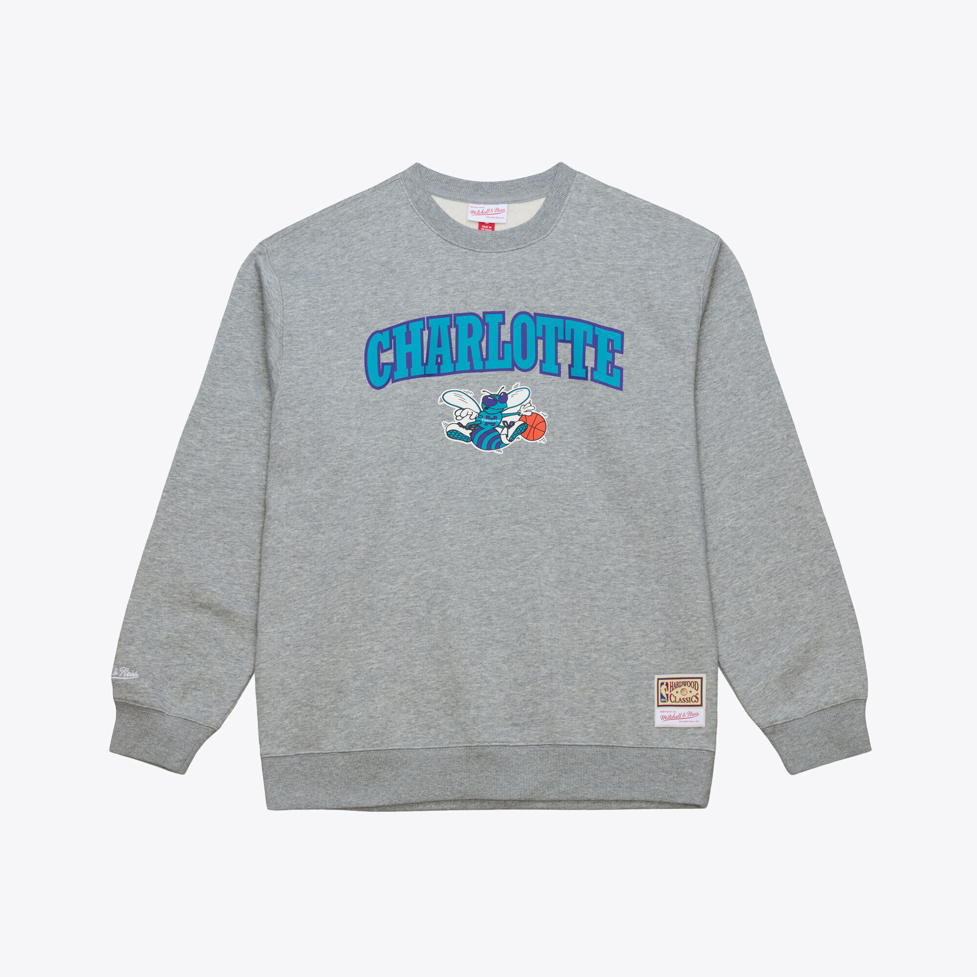 Mitchell & Ness Men's Charlotte Hornets Grey All In Crewneck Sweatshirt, Medium, Gray