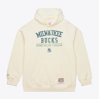 Men's Mitchell & Ness Cream Milwaukee Bucks Walk-Off Fleece Hoodie