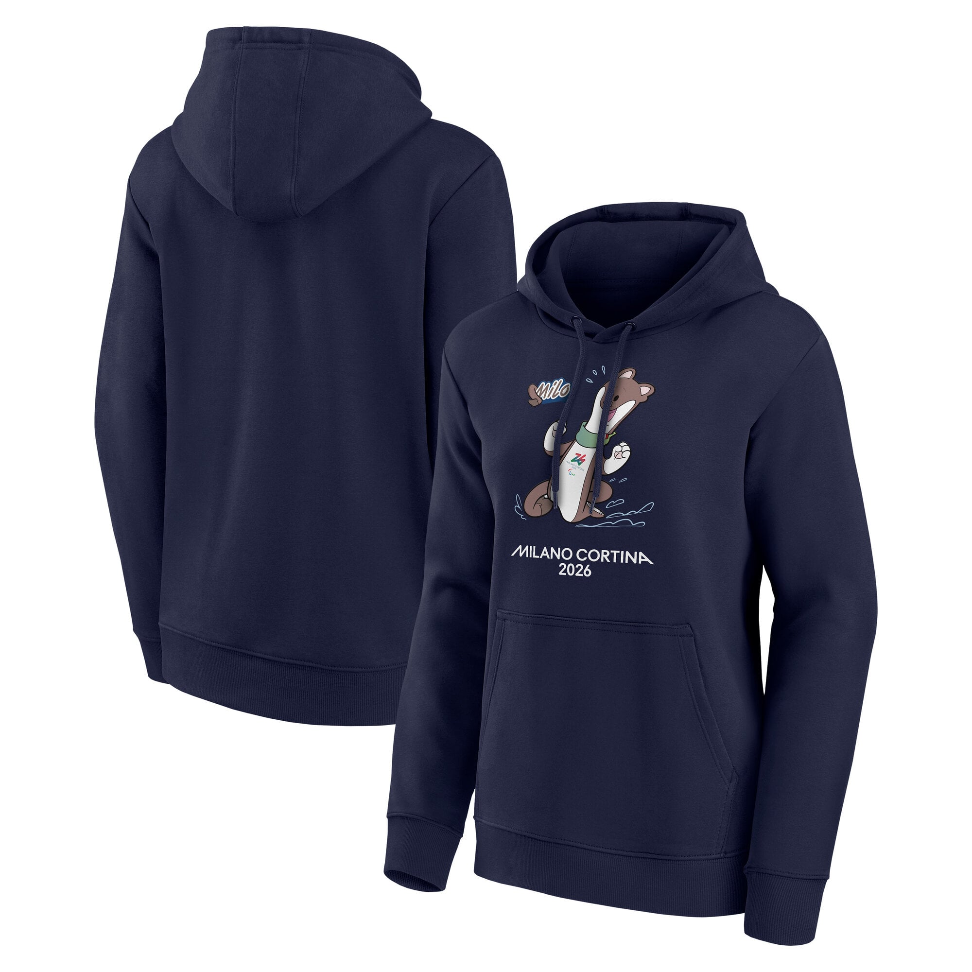 Felpa con cappuccio grafica Milo Mascot Paralimpiadi Milano Cortina 2026 - Blu navy - Donna