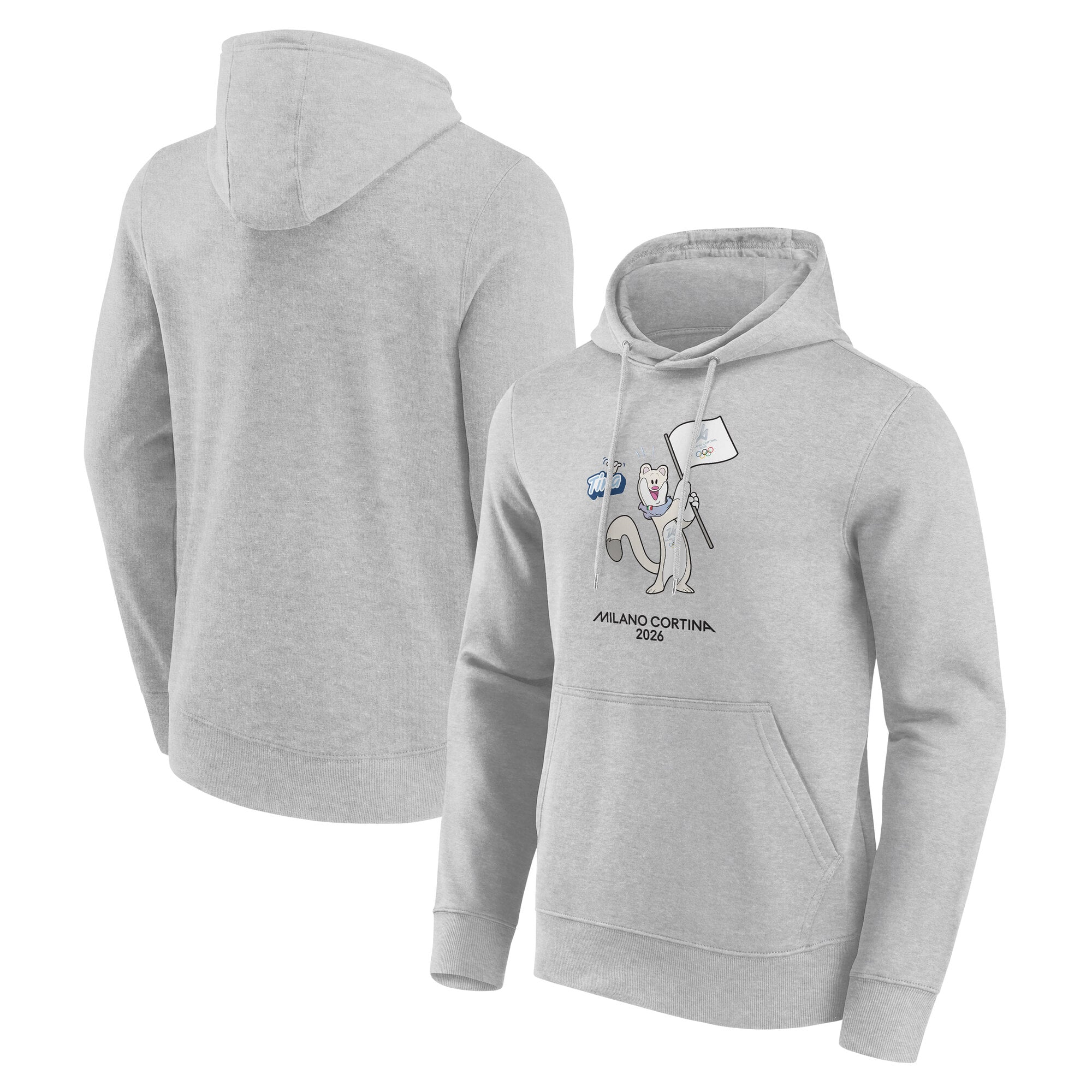 Felpa con cappuccio grafica Tina Mascot delle Olimpiadi di Milano Cortina 2026 - Grigio