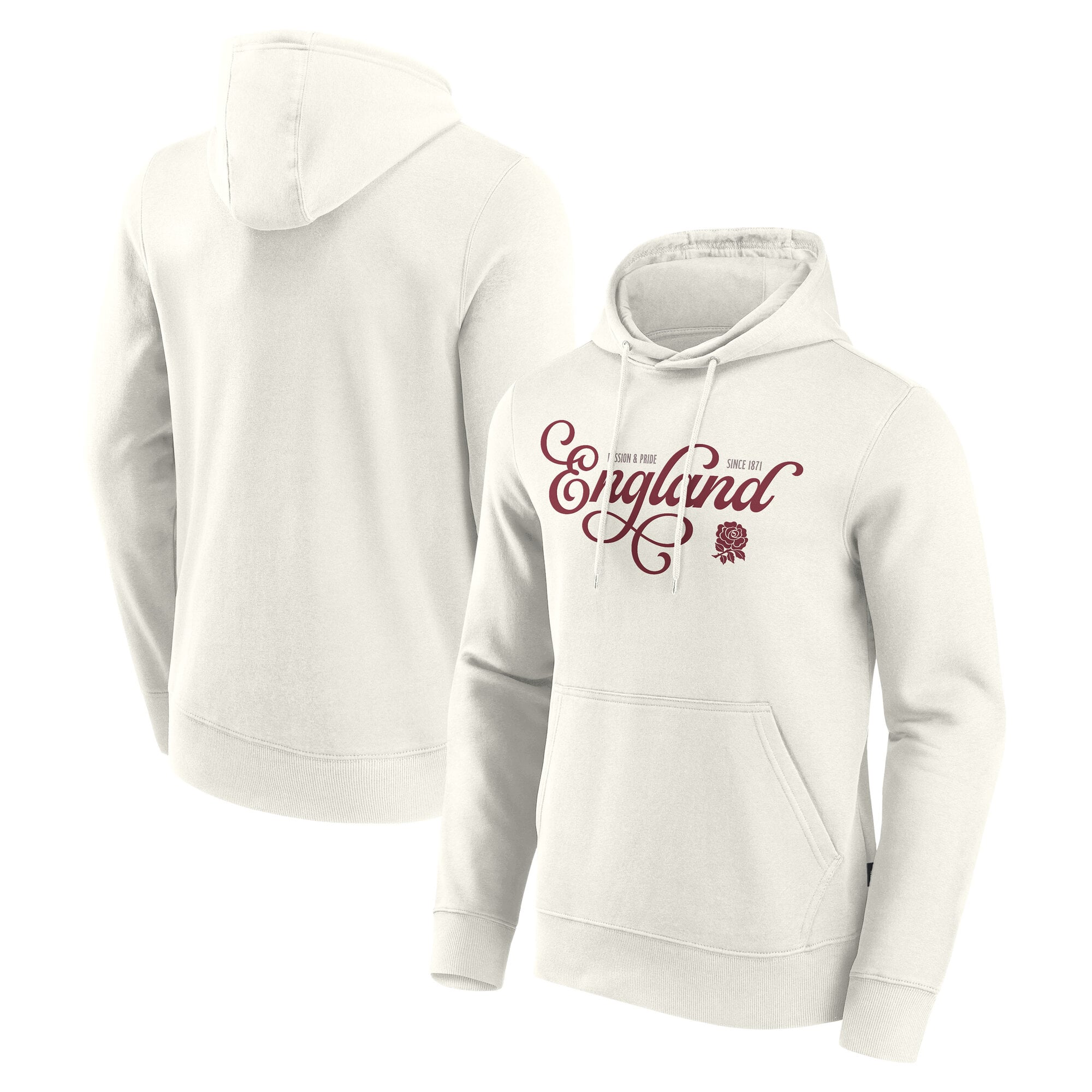Felpa con cappuccio grafica England Rugby Vintage Script - Bianco sporco