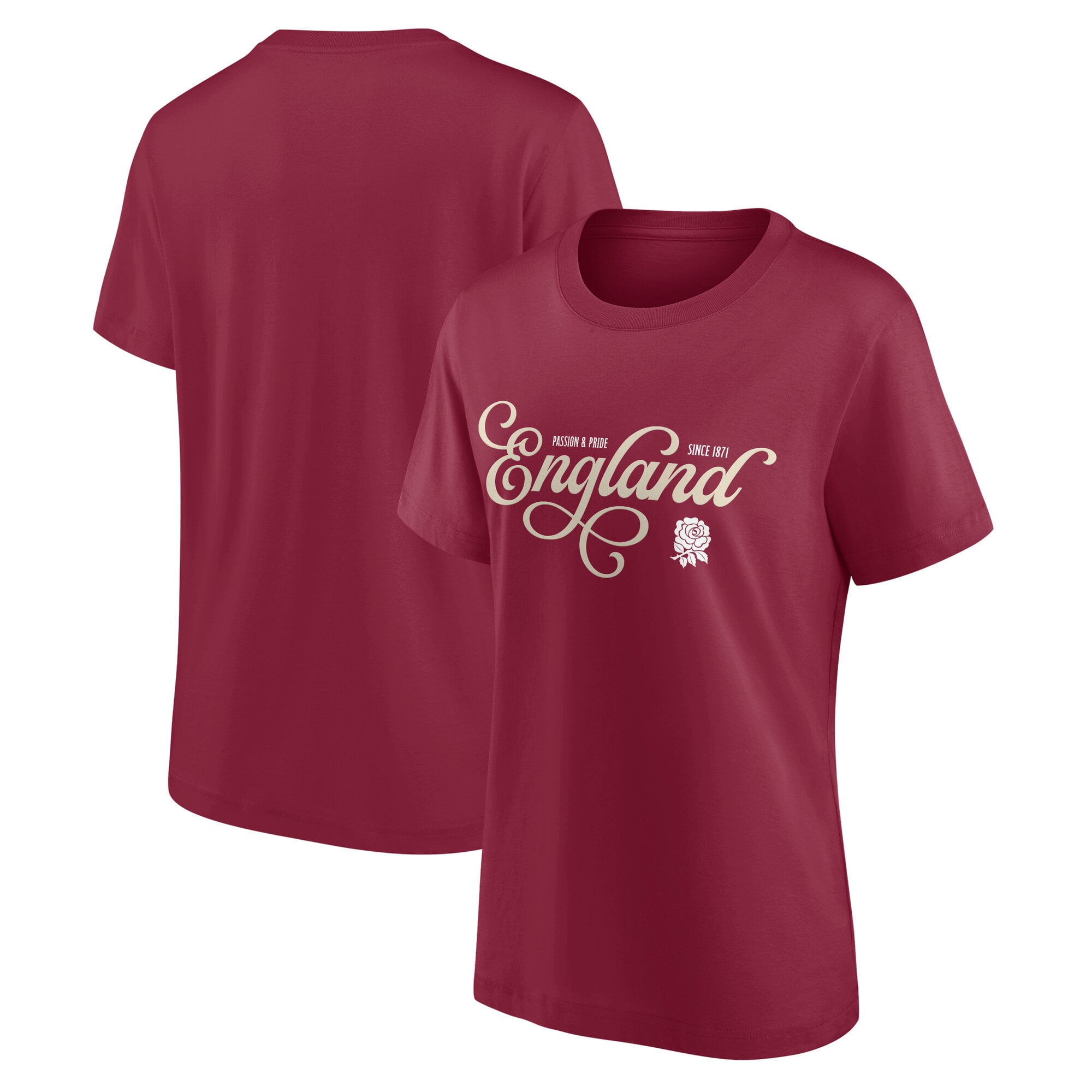 T-shirt con grafica Rugby Vintage Script - Rossa - Donna