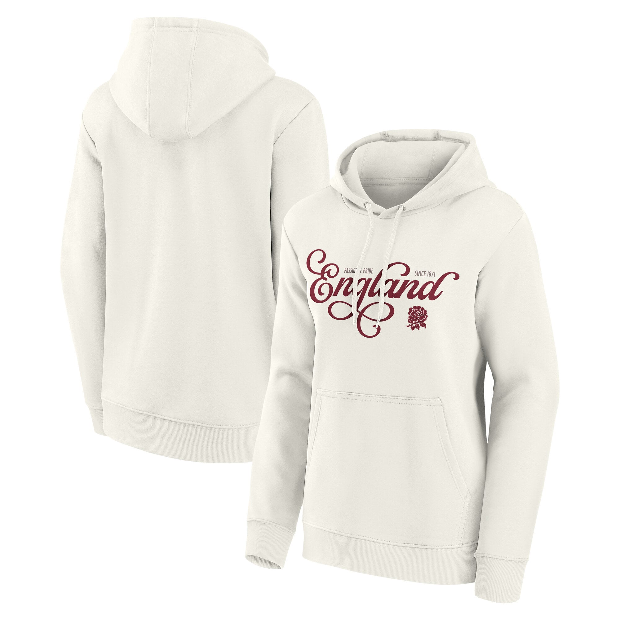 Felpa con cappuccio con grafica Rugby Vintage Script - Bianco sporco - Donna