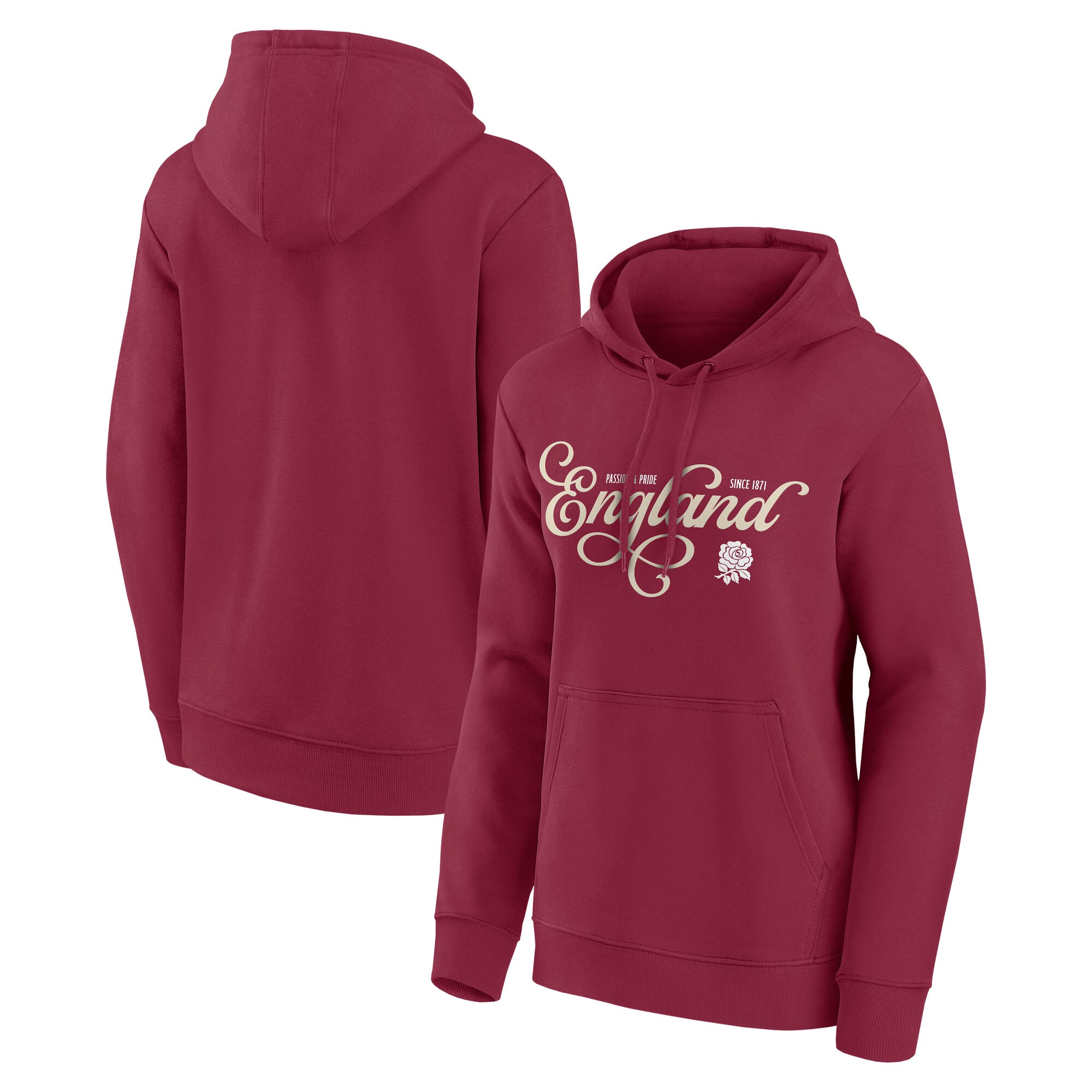 Rugby Vintage Script Graphic Hoodie - Red - Womens: retailer-supplied image