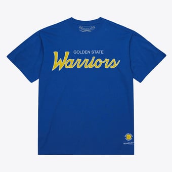 Men's Mitchell & Ness Royal Golden State Warriors Vintage Wordmark T-Shirt