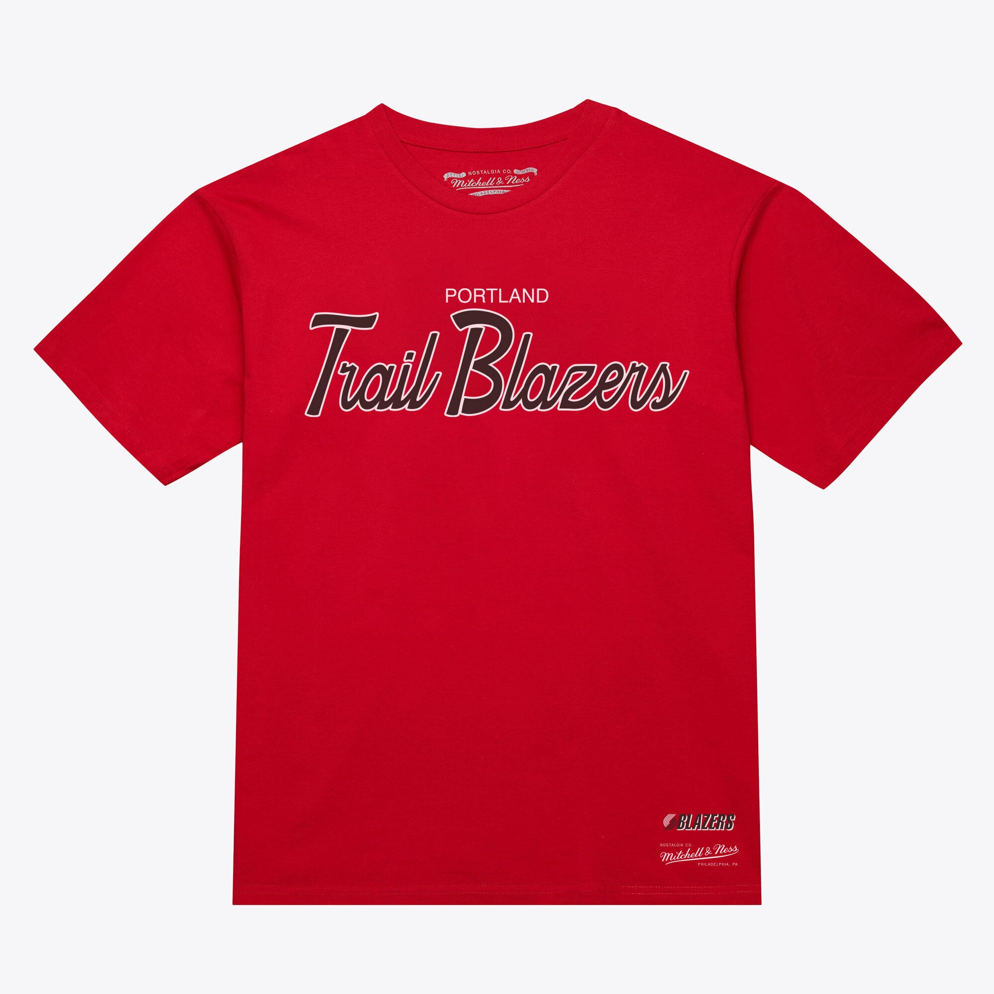 Men's Mitchell & Ness Red Portland Trail Blazers Vintage Wordmark T-Shirt