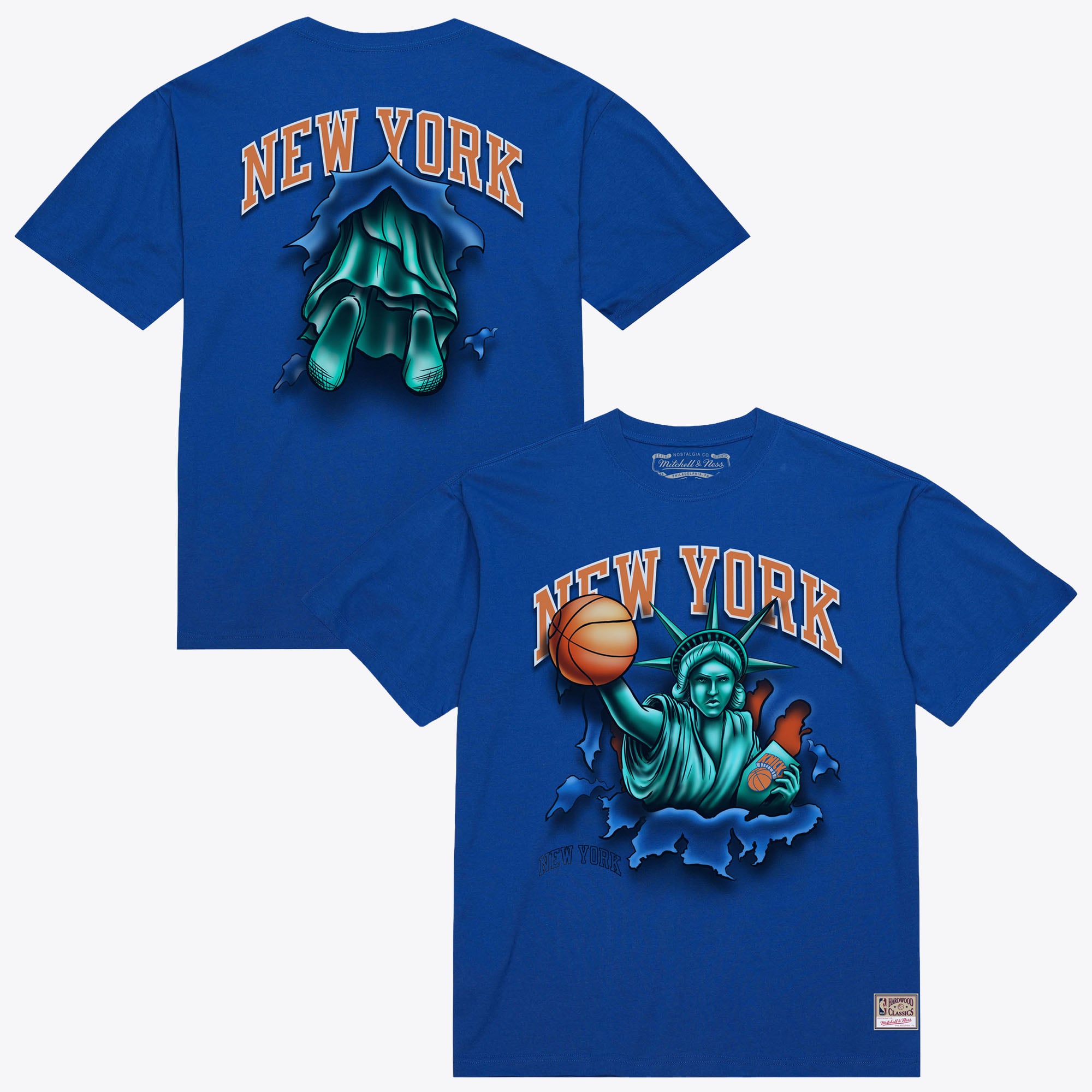 T-shirt da uomo Mitchell & Ness blu New York Knicks Breakthrough