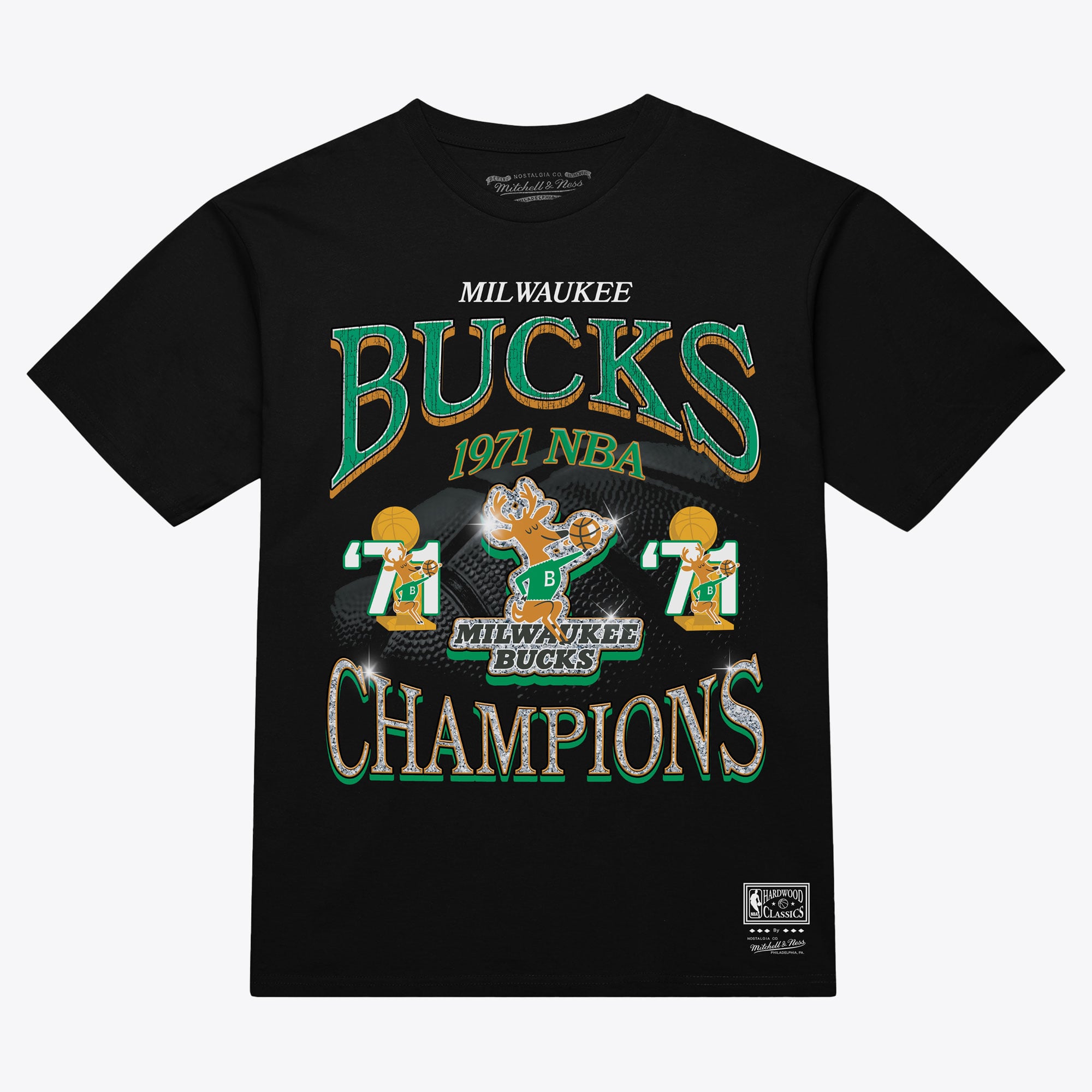 Men's Mitchell & Ness Black Milwaukee Bucks Champions Era T-Shirt