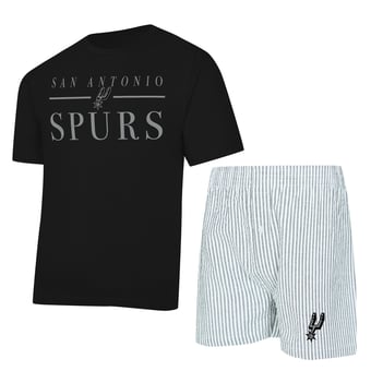 Women's Concepts Sport  Black/White San Antonio Spurs Copeland T-Shirt & Shorts Sleep Set